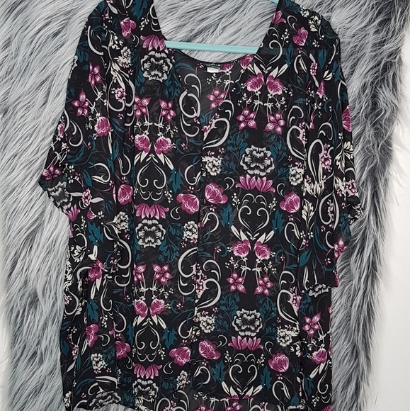 Torrid 4 FLORAL CHIFFON BUTTON FRONT - Picture 3 of 3